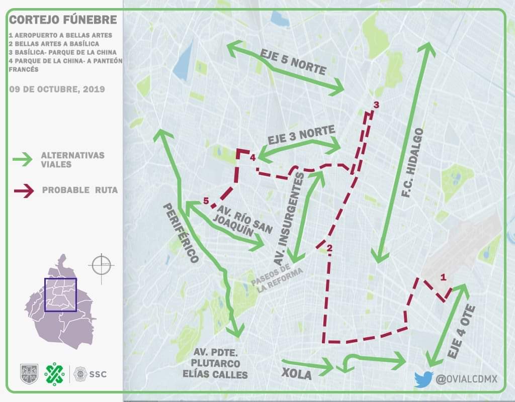 Ruta del cortejo fúnebre de José José