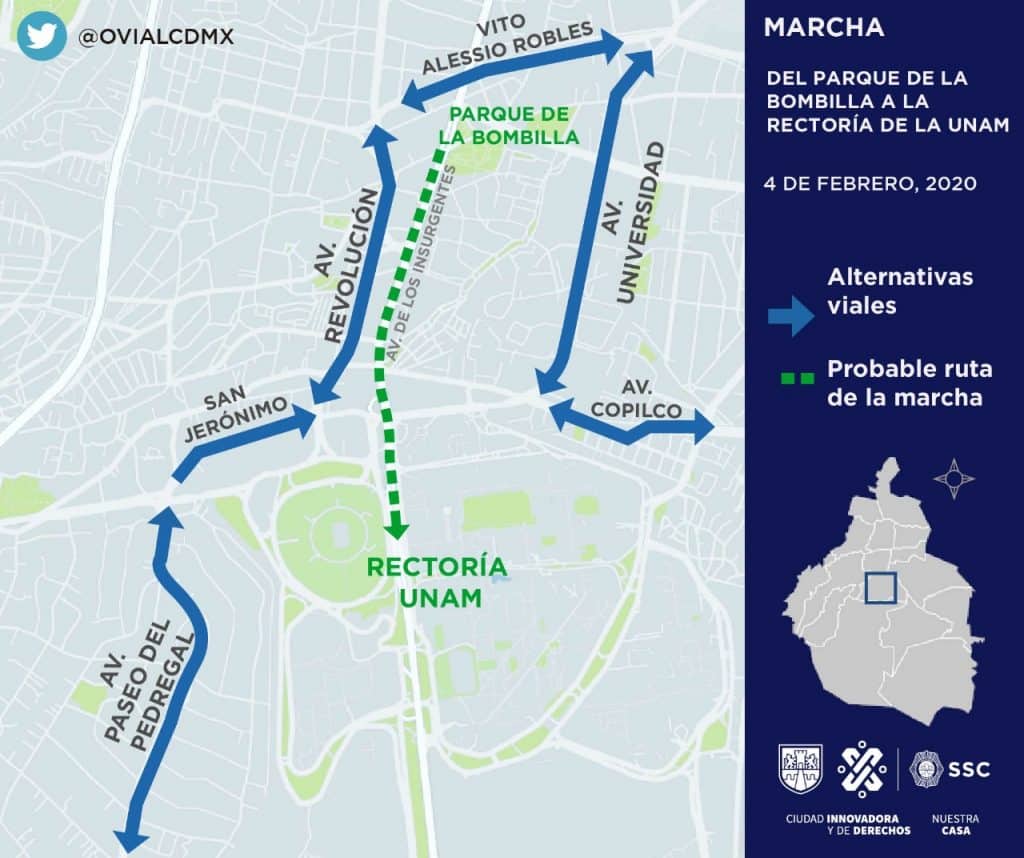 Marcha de estudiantes de las prepas 7 y 9