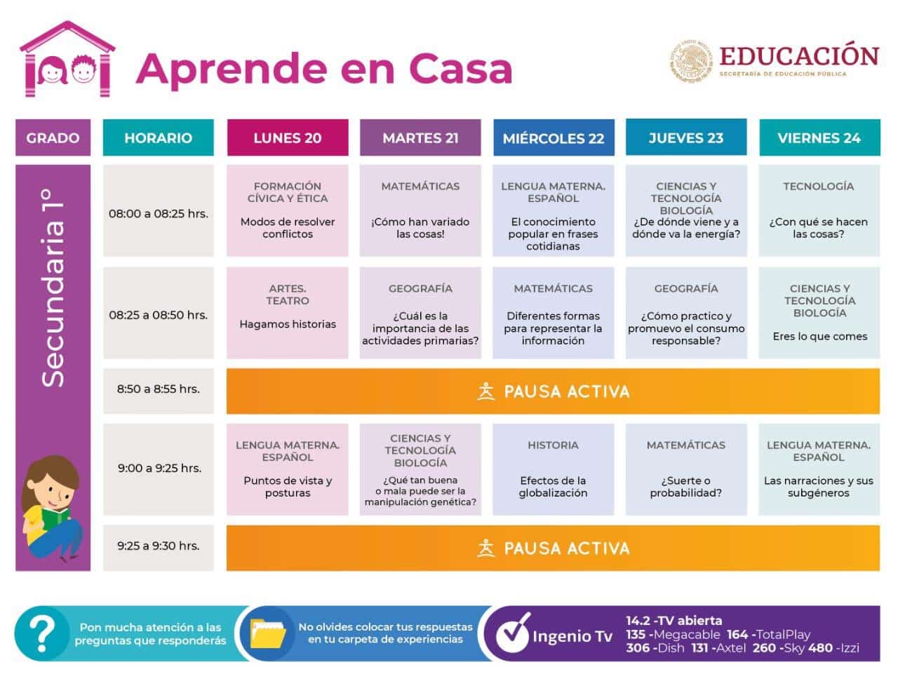 Horarios y canales para ver los programas de Aprende en Casa