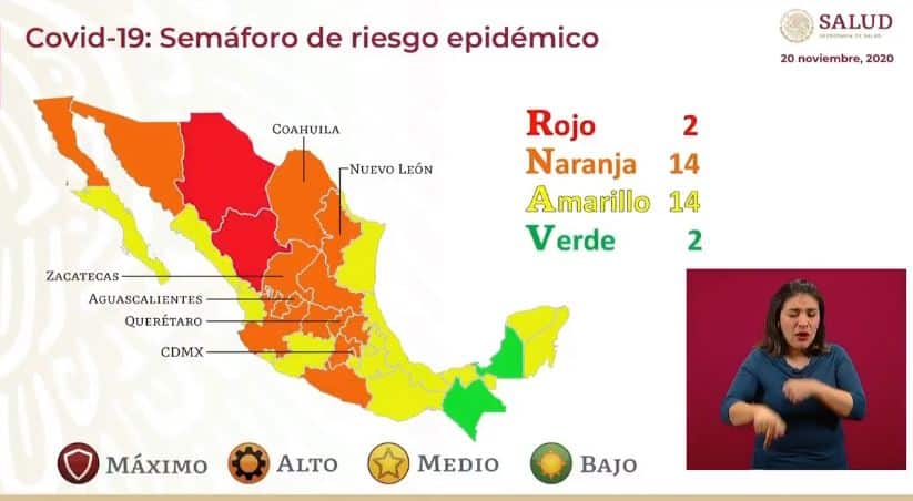 semáforo de COVID-19 del 23 de noviembre al 6 de diciembre