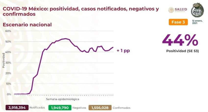 Coronavirus en México al 12 de enero nacional