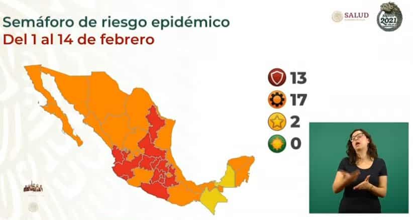 Semáforo de COVID-19 de 1 al 14 de febrero