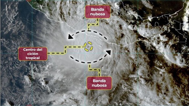 Amplia circulación de Otis ocasionará lluvias extraordinarias en Guerrero e intensas en Estado de México y Michoacán